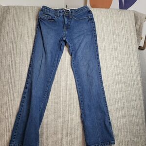 Lee Jeans Womens 6 Medium Blue Midrise Bootcut Denim Stretch Flap Pockets Casual